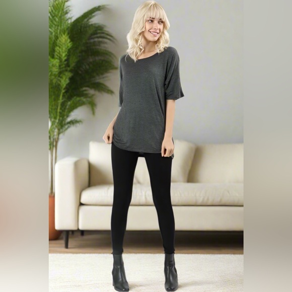 Small NEW Womens Gray Shirt, Soft Tunic Top, Short Sleeve Casual Shirt - Picture 2 of 4